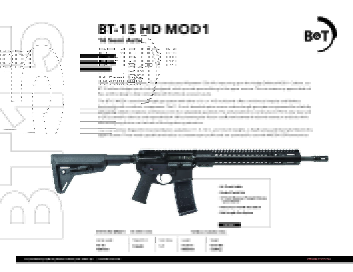 B&T BT-15 HD MOD1 16” Semi Auto 5.56 Rifle