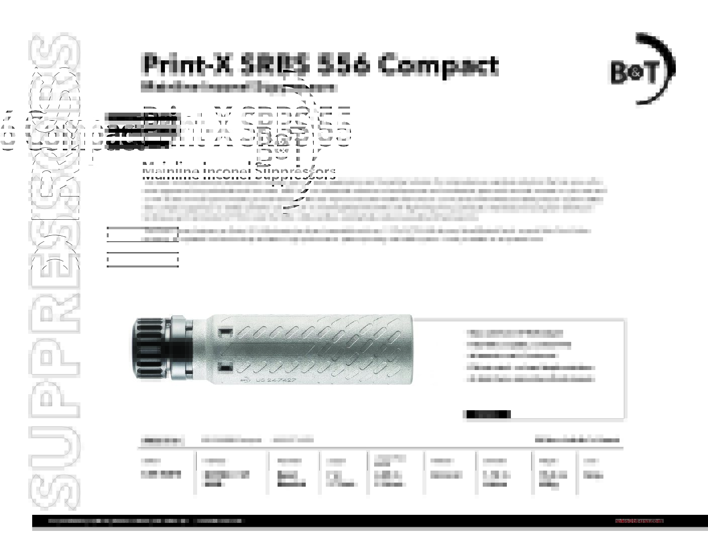 B&T Print-X SRBS 556 Compact Suppressor 3D Printed Inconel – SD-556SRBS-C