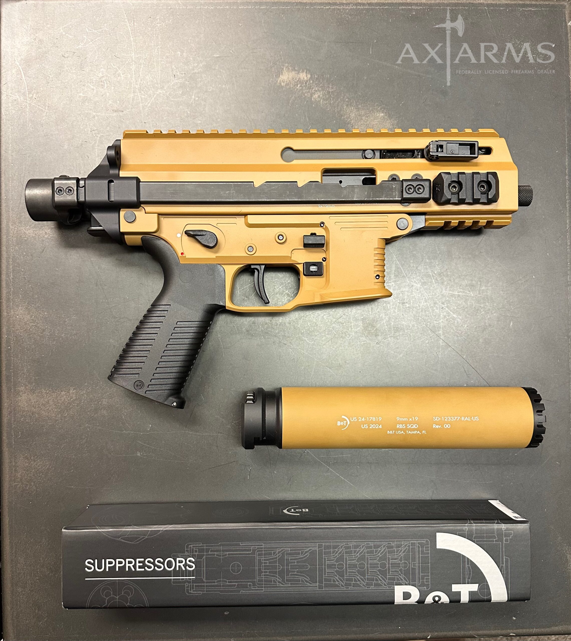 B&T APC9K MP5 Lower Model in RAL8000 Suppressor Bundle + Telescopic Brace Adapter (Full Package)