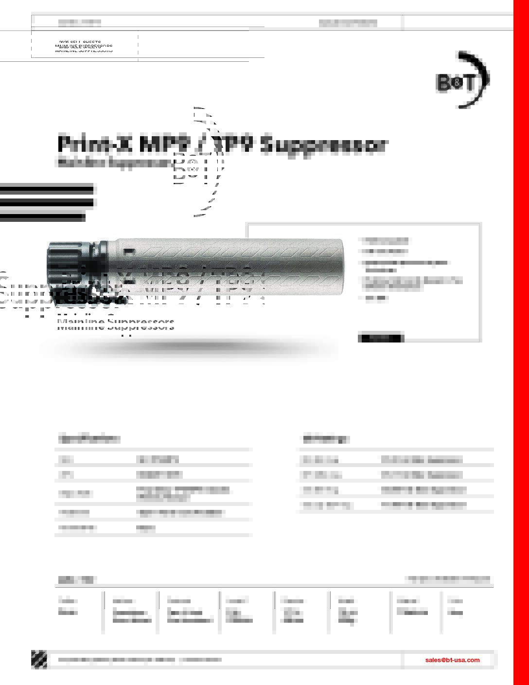 B&T Print-X MP9 / TP9 Titanium 3D Printed Suppressor SD-TP9/MP9