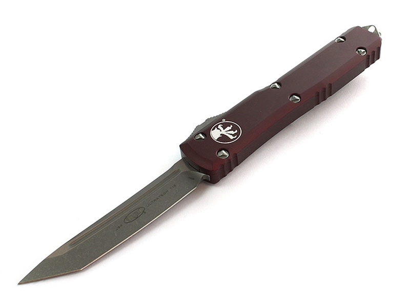 Microtech Ultratech 3.35' OTF Apocalyptic Finish Tanto, Merlot Red