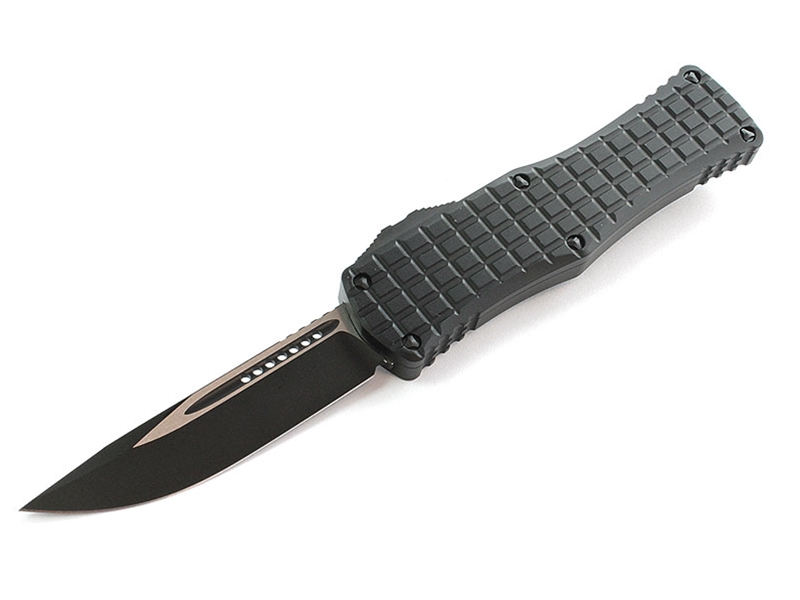 Microtech Hera Tactical 3.12' OTF Black Drop Point, Black Frag