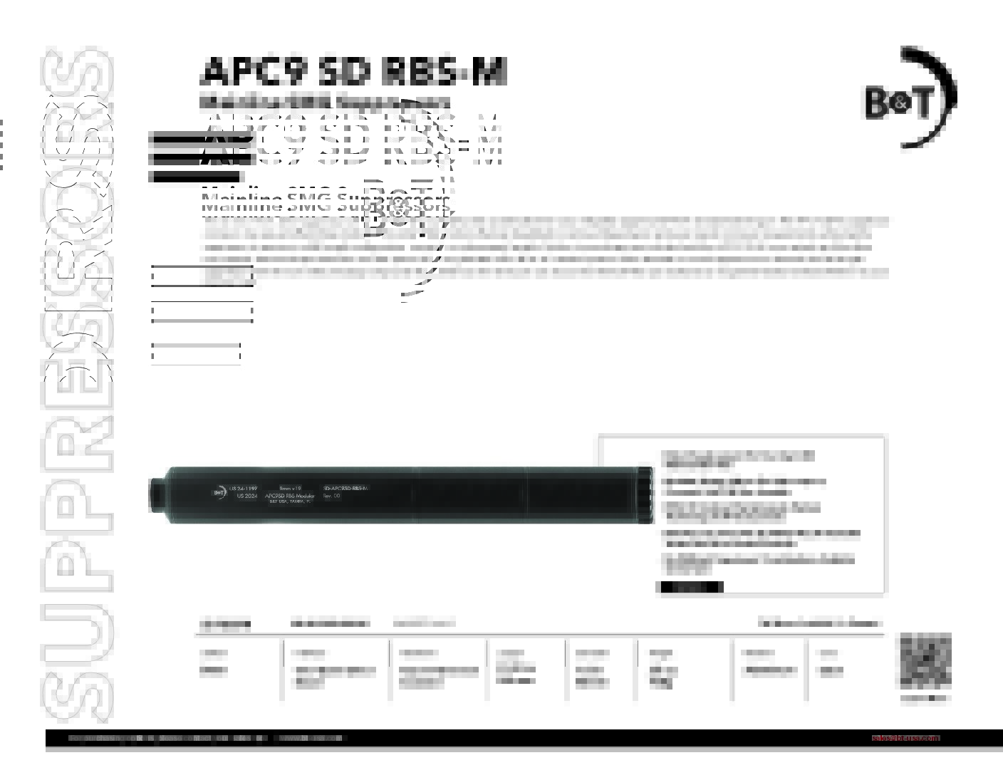 APC9 SD RBS-M Modular 9MM Suppressor – for use with all APC9SD Variants SD-APC9SD-RBS-M