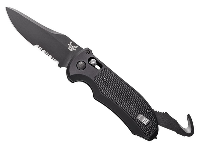 Benchmade Auto Triage 3.58' Folding Knife, Black/Black Aluminum & G10