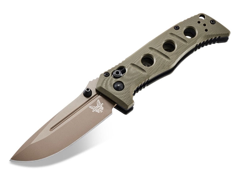 Benchmade Mini Adamas 3.25' AXIS Folding Knife, FDE/OD Green G10