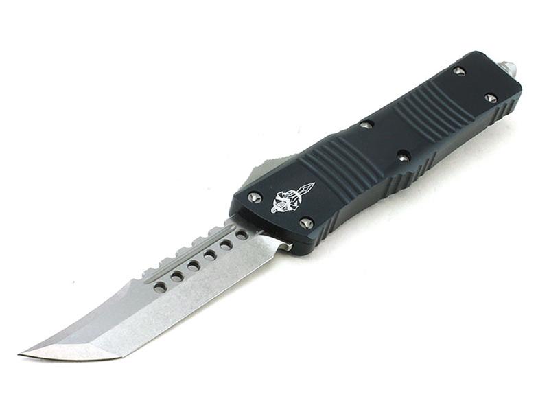 Microtech Knives Combat Troodon Hellhound Tanto Black 3.8' Stonewash Blade