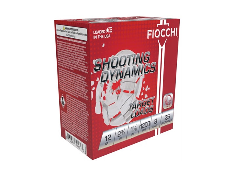 Fiocchi Shooting Dynamics Target Loads 12GA 2.75' 1 1/8oz 8 Shot 25rd