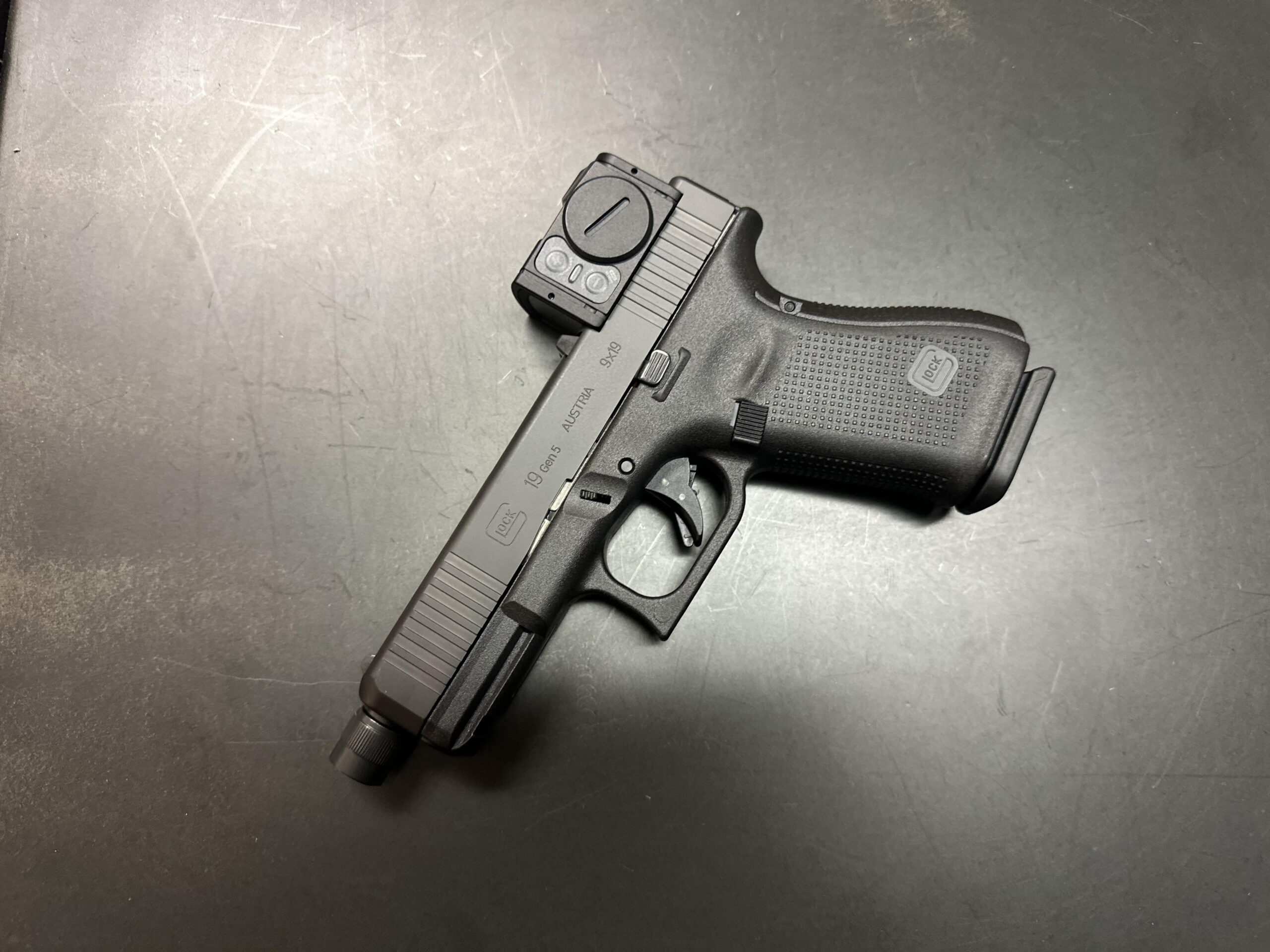 B&T Import GLOCK 19 Enhanced with ACRO P2, Slide Cut, Threaded Barrel, and repositioned sights
