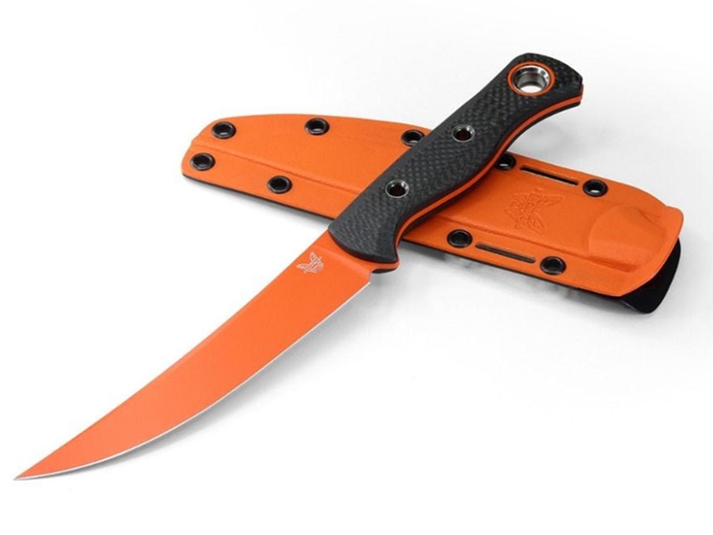 Benchmade Meatcrafter 6' Fixed Knife, Orange Cerakote/Carbon Fiber