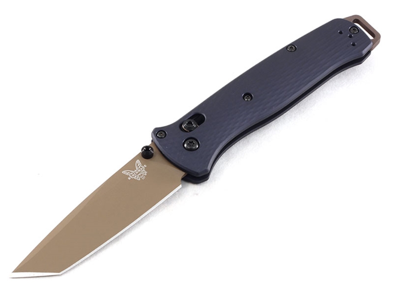 Benchmade Bailout 3.38' AXIS Folding Knife, FDE/Crater Blue Aluminum