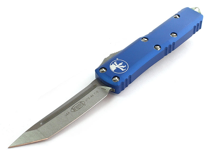 Microtech UTX-85 3.12' OTF Stonewashed Tanto, Blue