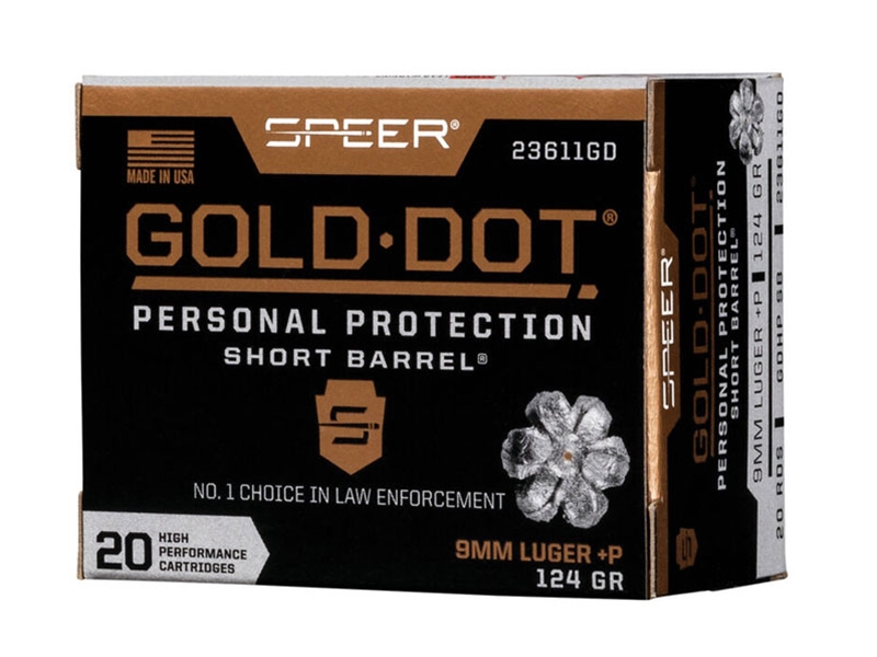 Speer Gold Dot 9mm +P 124gr Short Barrel 20rd