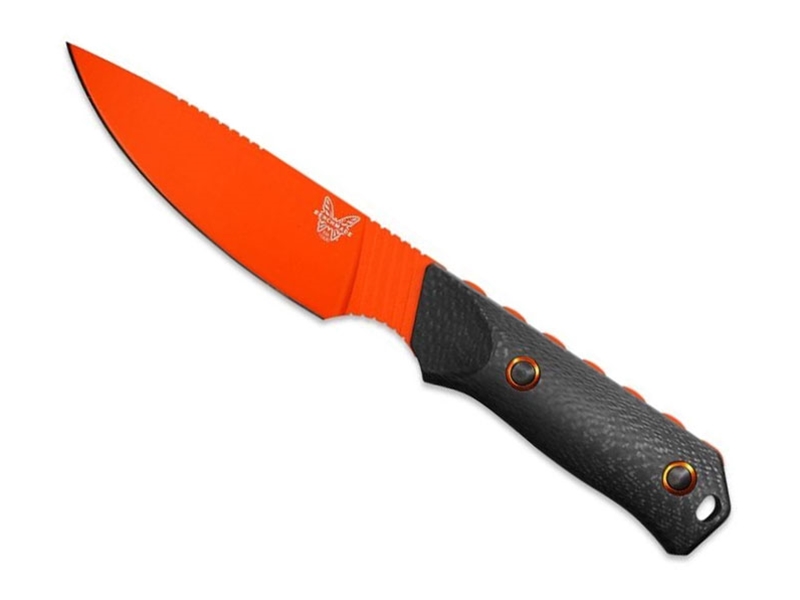 Benchmade Raghorn 4.64' Fixed Knife, Orange Cerakote/Carbon Fiber