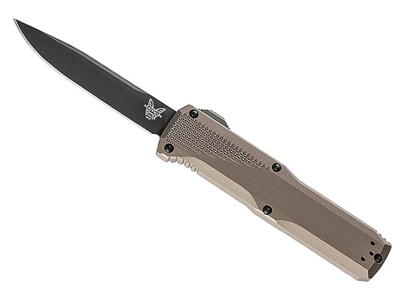 Benchmade Phaeton 3.45' Auto OTF Knife, Black DLC/FDE Aluminum
