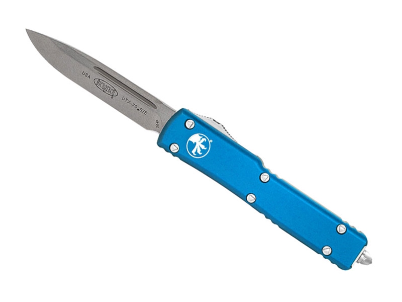 Microtech UTX-70 2.41' OTF Stonewashed Drop Point, Blue