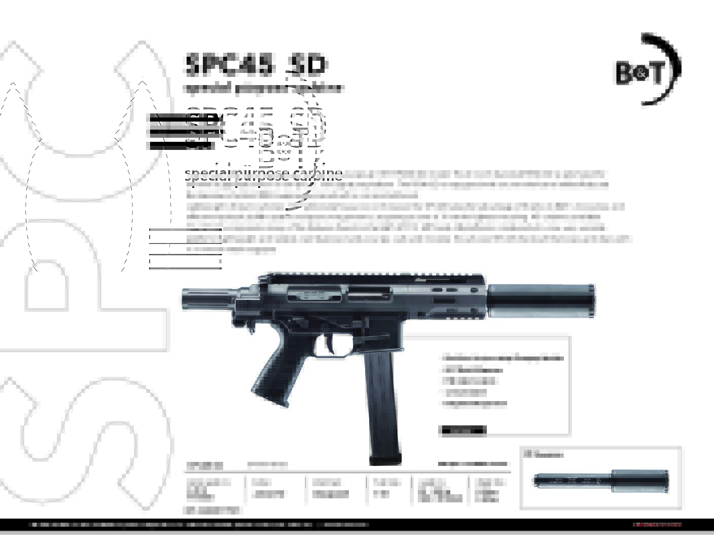 B&T SPC45 PDW-SD Integrally Suppressed .45 BT-500168-SD SPC45 SD