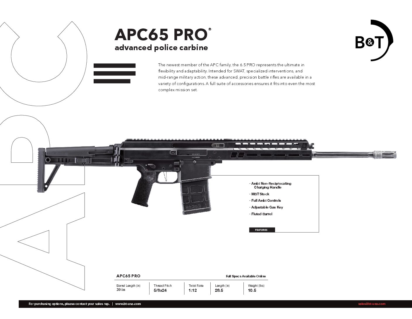 B&T APC65 PRO DMR Rifle, advanced police carbine 6.5 Creedmoor