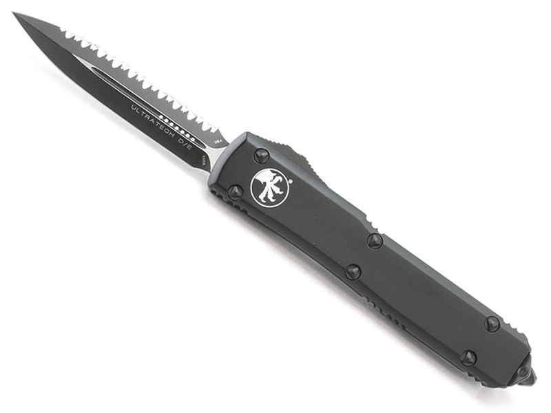 Microtech Knives Ultratech D/E OTF Black Tactical Full Serrated 3.4' Black